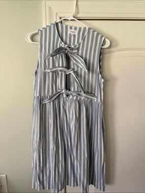 Anniewear Blue & White Striped Tie-Front Sundress